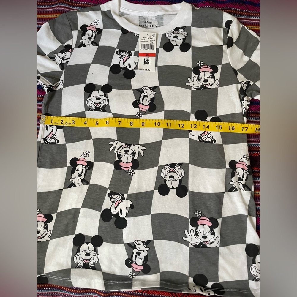 Disney Mickey Mouse Gray and White Checkered Tee - Picture 7 of 10